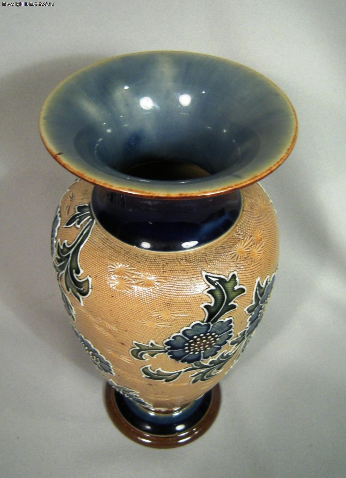 Antique Royal Doulton Lambeth Flower Ceramic Vase eBay