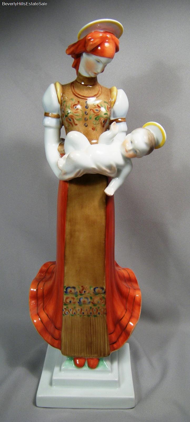 Vintage Herend Porcelain Figurine Of "Peasant Madonna and Child" Figurine 14'' eBay