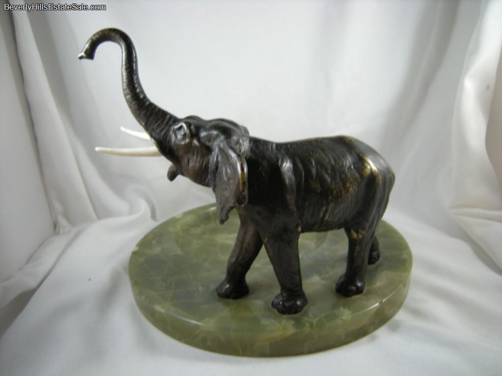 Beautiful Antique Vienna Bronze Elephant Onyx Tray  