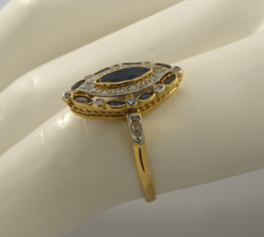 Antique Art Deco Sapphires Plat Diamonds 18k Ring  