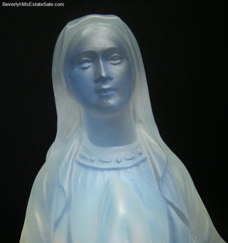 Rare Etling France Opalescent Art Glass Religious Figure  